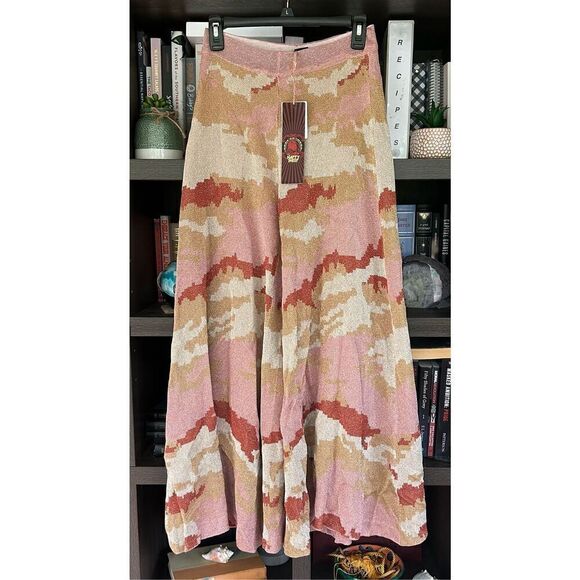 NWT Happy Sheep Metallic Camo Pink Wide Leg Pants Size XS - Picture 1 of 7